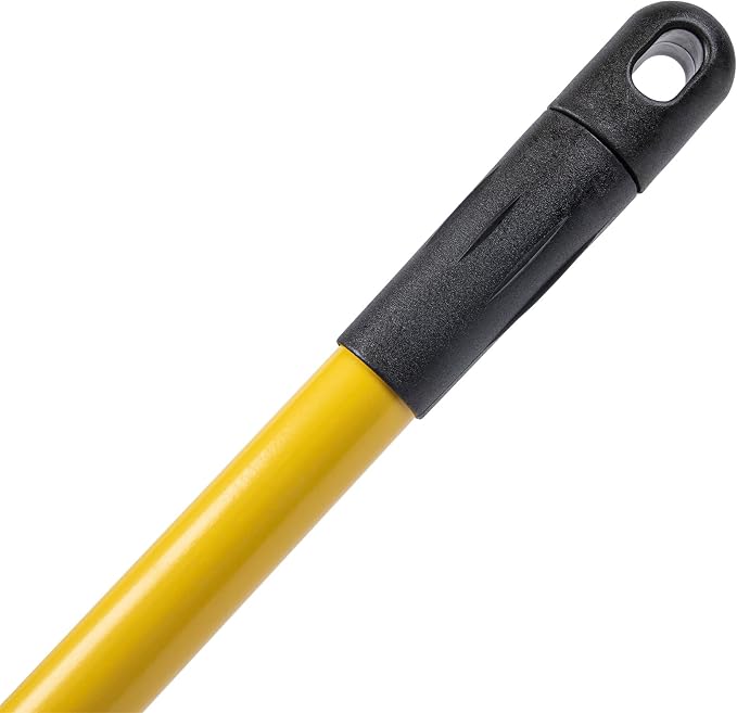 Restaurantware RW Clean 54.3 Inch Non-Slip Handle For Floor Squeegee - Hanging Loop Durable Yellow Iron Handle