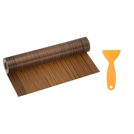 HARFINGTON Wood Grain Repair Tape 11.8 Inch x 33ft Self Adhesive Repair Patch Tape Simulated Wooden Floor Tapes with Plastic Scraper for Tables Doors Windows Furniture, Light Brown Wood