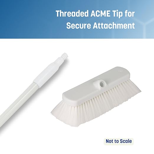 SPARTA Scrub Brush and 48-Inch Fiberglass Broom Handle Set, Heavy-Duty Industrial Cleaning Brush with Soft Nylex Bristles and 48-Inch Acme Threaded Handle for Commercial Use