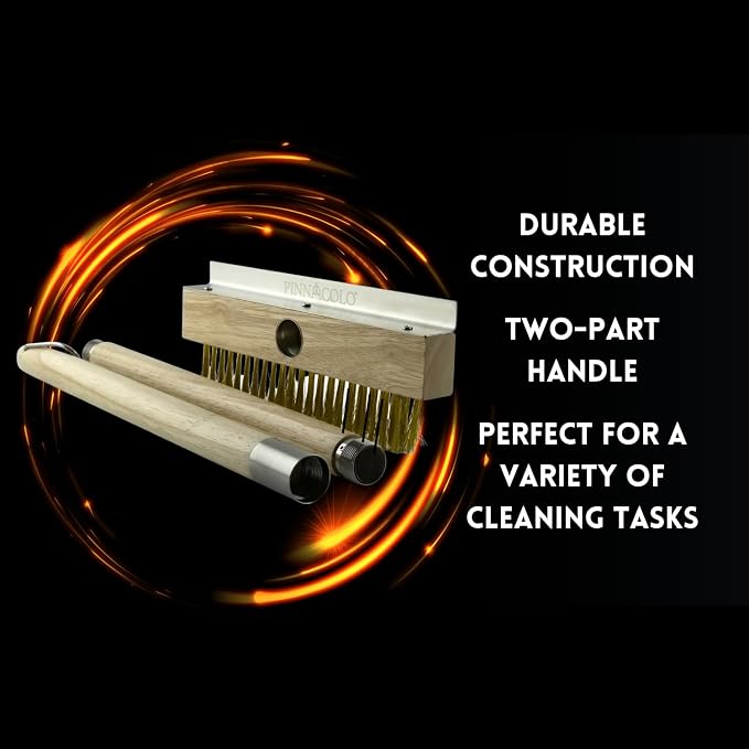 Premium Wooden Broom with Wire Bristle - Heavy Duty Cleaning Tool for Outdoor and Indoor Use, Perfect for Patio, Garage, and Kitchen