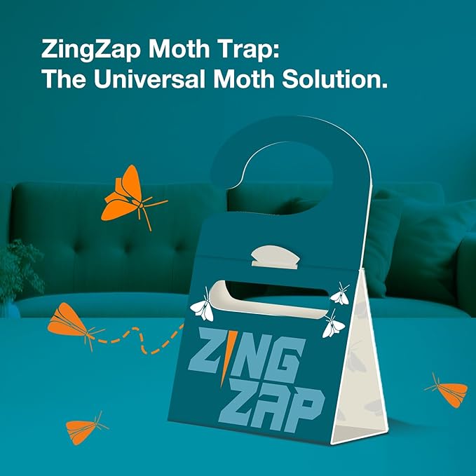 ZingZap® Moth Trap 10-Pk | Slow Release 2X Strength Pheromones | 2026 Upgrade | Lures and Kills Pantry Moths Clothes Moths | Indoor Prevention | Child and Pet Safe