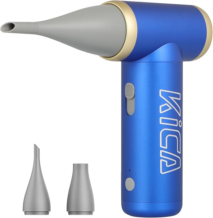 KiCA Jetfan 2.0 Electric Air Duster for Computer/Keyboard/House Cleaning/Camera Lens/Camping/BBQ/Car/Barbershop/Hair Drying,100000RPM,Upgraded Nozzle/BatteryLife,Air Can Substitute Tool-Blue