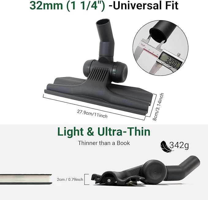 EZ SPARES Ultra-Thin 2cm Vacuum Brush Head – 1.25 Inch (32mm) Universal Replacement for Cleaning Under Bed & Furniture, Compatible with Hoover, Bissell, Eureka, Royal, Dirt Devil, Rainbow