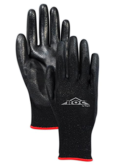 MAGID ROC Ultra-Lightweight Polyurethane Coated Palm Work Gloves, 12 Pairs, GP180