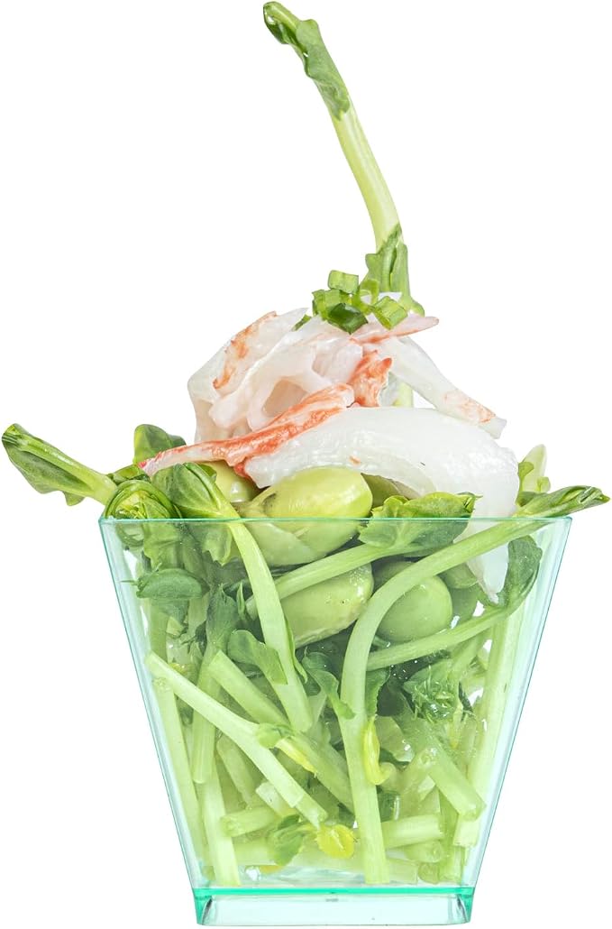 Restaurantware 2 Ounce Mini Kova Cups 20 Square Small Appetizer Cups - Lids Sold Separately Heavy-Duty Seagreen Plastic Parfait Cups Serve Mousse Puddings Or Samples For Weddings Or Parties