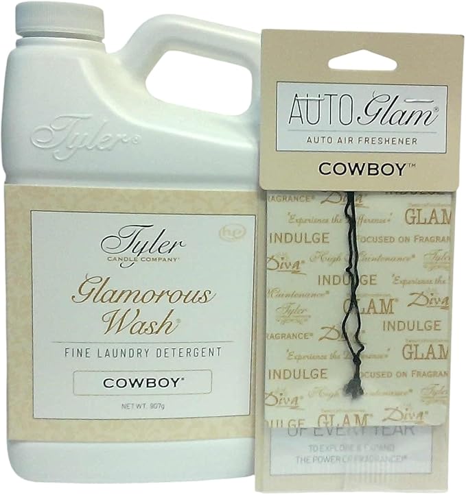 Tyler Candle Company, Laundry Wash, Cowboy fragrance, 32 Fl oz w/Cowboy Autoglam