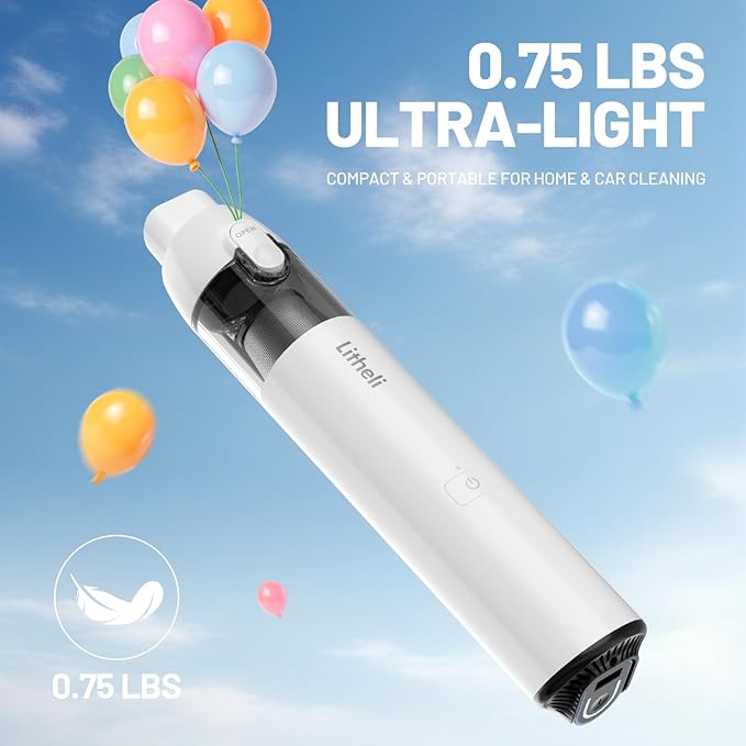 LiTHELi Handheld Vacuum Cleaner Cordless,10000Pa Suction Power with Rechargeable U Battery Ultra Lightweight Mini Car Vacuum,for Car, Home, Pet and Other Crevices, Yellow