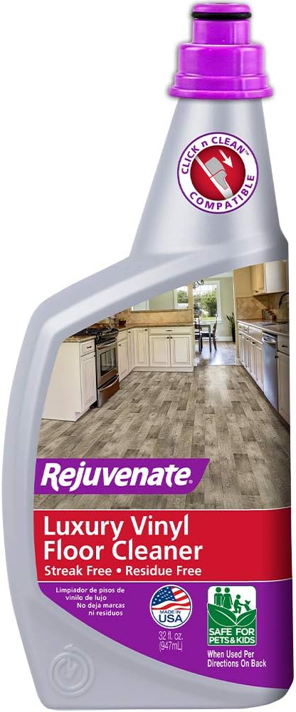 Rejuvenate High Performance Luxury Vinyl Tile Plank Floor Cleaner pH Neutral Formula Doesn't Leave Streaks or Dulling Residue (128oz + 32oz)