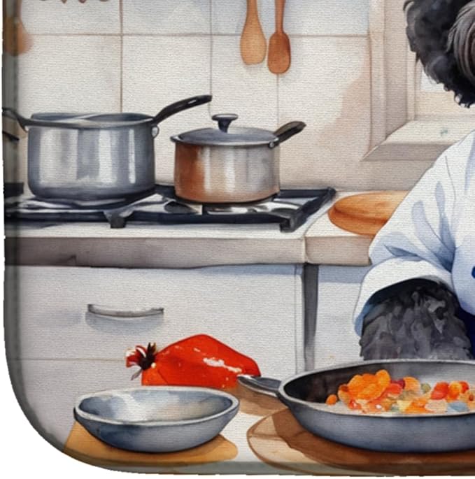 Caroline's Treasures DAC6309DDM Portuguese Water Dog The Chef Dish Drying Mat Absorbent Dish Drying Mat Pad for Kitchen Counter Dish Drainer Mat for Countertop, 14 x 21", Multicolor