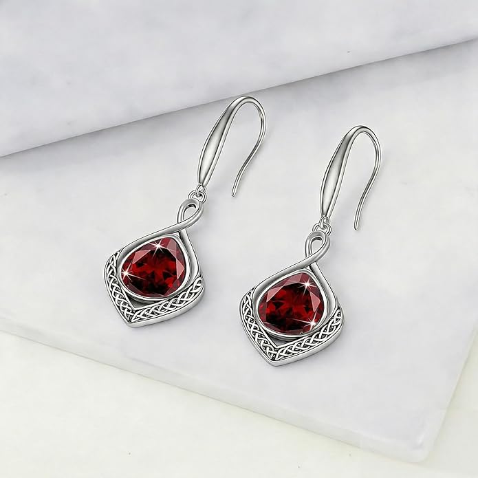 PELOVNY Celtic Knot Filigree Earrings for Women 925 Sterling Silver Moss Agate/Birthstone Infinity Earrings Birthday Christmas Jewelry Gifts for Mom Daughter Wife Sister