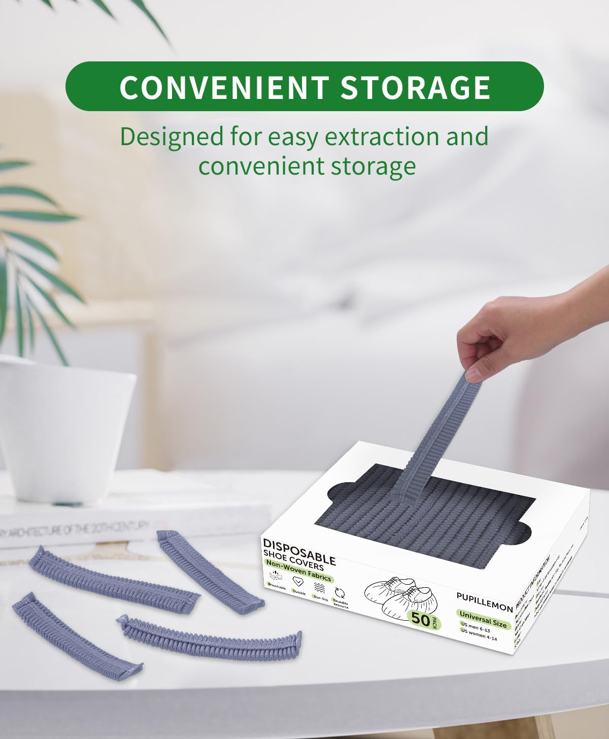 50Pcs(25 Pairs) Non-Woven Shoe Covers Disposable Non Slip for Indoors, Breathable | Durable | Boot Covers, Fits Up to Size 13 US Men (Gray)