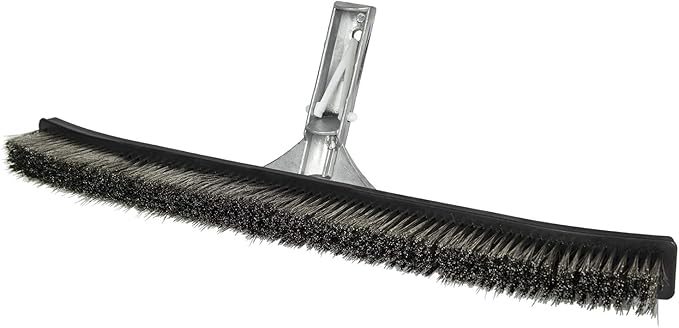 Poolmaster 18-Inch Stainless Steel Pool Algae Brush, Heavy-Duty Aluminum Back, for Gunite Concrete Pools and Spas, Wide Head for Fast Wall and Floor Cleaning