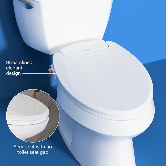 Brondell Bidet Toilet Seat Non-Electric Swash Seat, Fits Round Toilets, White – Dual Nozzle System, Ambient Water Temperature – Bidet with Easy Installation