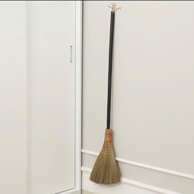 Vietnamese Straw Soft Broom - Sweeping Broom with Black Wooden Handle for Cleaning, Decoration, Wedding with 45.28inch Length