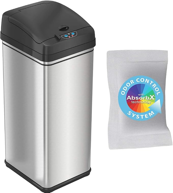iTouchless 13 Gallon Pet-Proof Sensor Trash Can & AC Power Adapter for Automatic Sensor Trash Cans, Official and Manufacturer Certified, UL Listed, Energy Saving