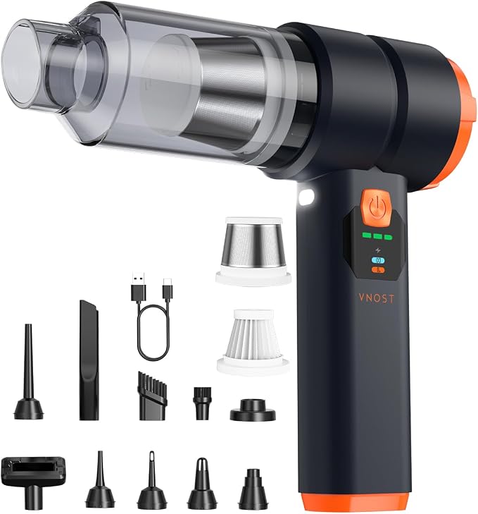 Portable Cordless Car Vacuum,4-in-1 Handheld Cordless Vacuum with 30000Pa Suction,130000 RPM,6800mAh Battery,10 Nozzles,Rubber Paint Material for Car,Home,Birthday Gifts for Men Dad Husband(Ink Black)