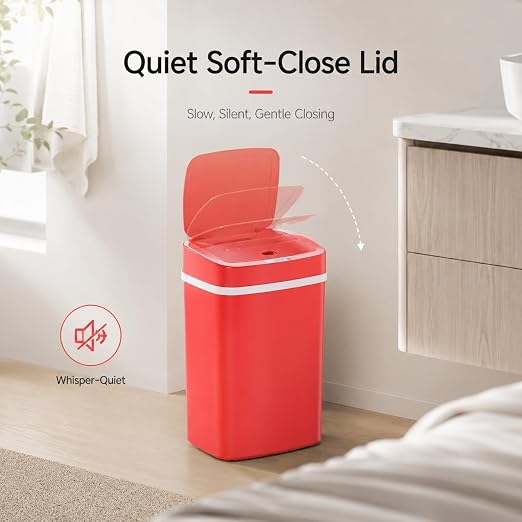 DZT-12-5S Smart Motion Sensor Trash Can 10.3 * 7.8 * 14.1inch | 0.3s Fast Opening, Auto Close & Touch-Free Operation for Home and Office (Rose-Pink)