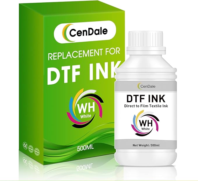 CenDale Premium DTF White Ink - No Sediment White DTF Ink for Epson ET-8550, L1800, XP15000, L800, R2400, R350, P400, P800 DTF & DTG Printers, Clog-Resistant Formula, Smooth Ink Flow(500ml)