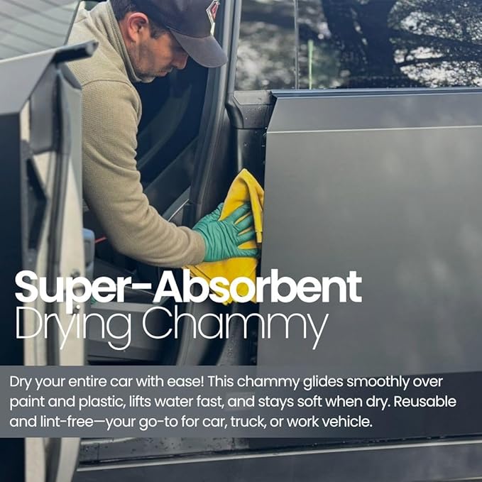 Drying Chammy - XL Synthetic Drying Cloth (29x23.6) - Super Absorbent, Lint Free, and Soft Chamois Towel for Cars, Trucks, Boats & Home. Reusable Commercial Grade auto Detailing Shammy
