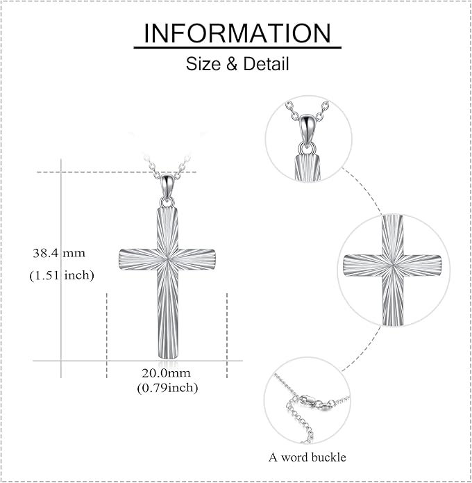 ONEFINITY Religious Cross Pendant Necklace Sterling Silver Origami Cross Pendant Gifts for Women Men Jewelry