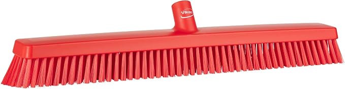 Vikan 31954 24" Heavy-Duty Push Broom, Soft/Stiff, Red