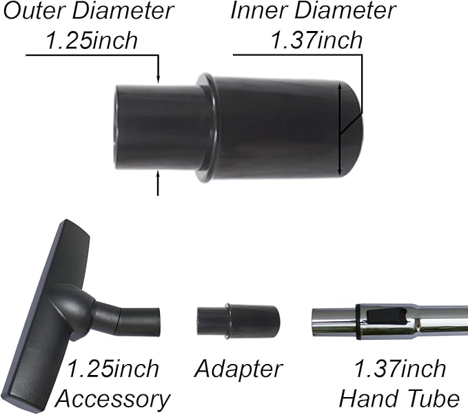 For Carpet & Hard Floors Vacuum Brush Attachment with Horse Hair Bristles and Wheels Using On Any Surface without Scratches - Hardwood Floor Attachments plus Vacuum Hose Adapter