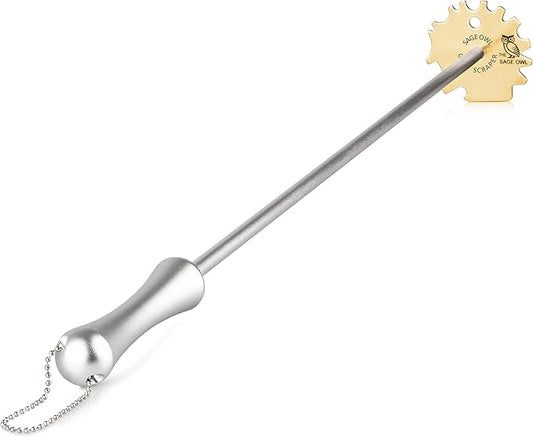 Sage Owl Bristle-Free Brass BBQ Grill Scraper with 17.5” Handle – Safe Universal Grill Cleaner for Outdoor Grills, Porcelain, Grilling Tools, and Kitchen Gadgets - Unique Gifts for Husband Birthday