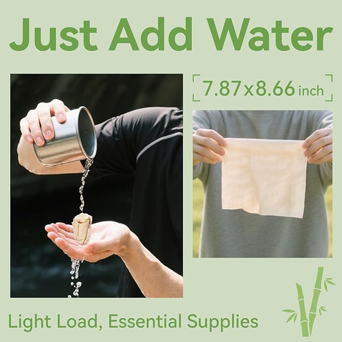 LEKOCH Bamboo Compressed Towel Tablets - Biodegradable & Eco-Friendly Mini Washcloths, Bulk Disposable Towels for Travel, Camping, Gym | Portable, Moisture-Proof - 100/250/500 Pack