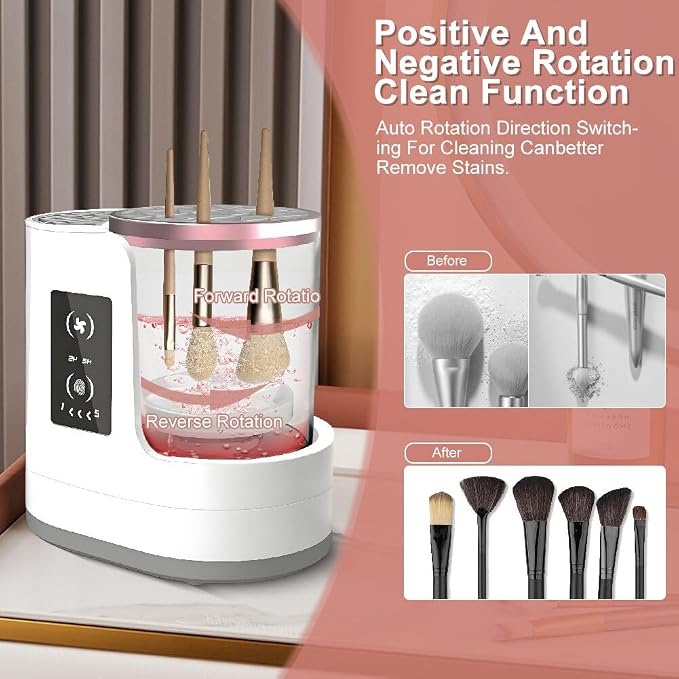 2026 New Makeup Brush Washer Machine,Abnaok 3 in 1 Electric Makeup Brush Cleaner and Dryer for Women,Automatic Makeup Brush Cleaner,Suitable for All Types Brushes,Portable and Easy to Use