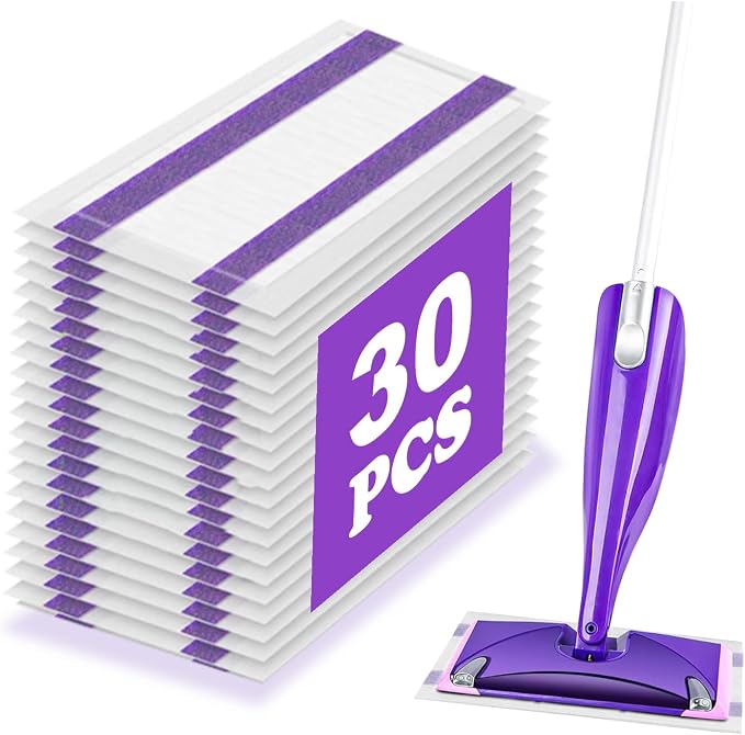 Mop Pad Refill Compatible with Swiffer WetJet Spray Mop, Wet Jet Mopping Pads for All Purpose Multi Surface Hardwood Floor Cleaning, 4 Layers Thickened and Super Absorbent, 30 Count