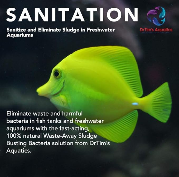 DrTim's Aquatics Freshwater Waste-Away Sludge Busting Solution – for Freshwater Aquaria, Fish Tanks, Aquariums – Unclogs, Cleans Gravel Beds, Removes Hidden Wastes – 100% Natural – 64 oz.