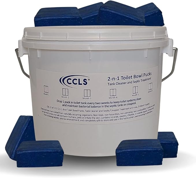 2-n-1 Blue Toilet Bowl Tablets, Tank Cleaner and Septic/Cess Pool Treatment all-in-one, (6 Month Supply)