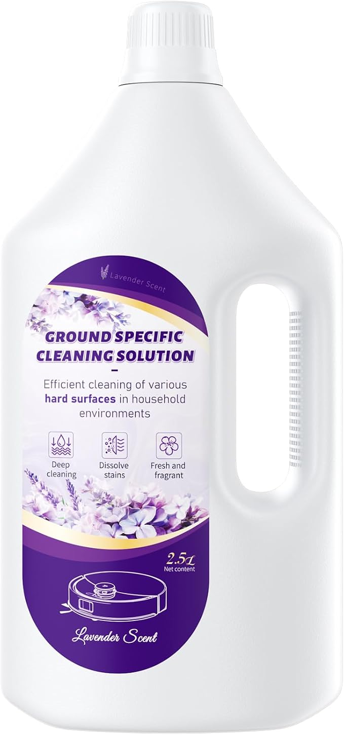2.5 L Floor Cleaning Solution Lavender Scent Compatible with Roborock/Shark/Bissell/Swiffer/IRobot/Eufy Quick Drying Without Residue Suitable for All Robot Vacuums and Wet Dry Dual-Use Vacuum Cleaners