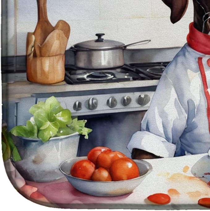 Caroline's Treasures DAC6299DDM Pointer The Chef Dish Drying Mat Absorbent Dish Drying Mat Pad for Kitchen Counter Dish Drainer Mat for Countertop, 14 x 21", Multicolor