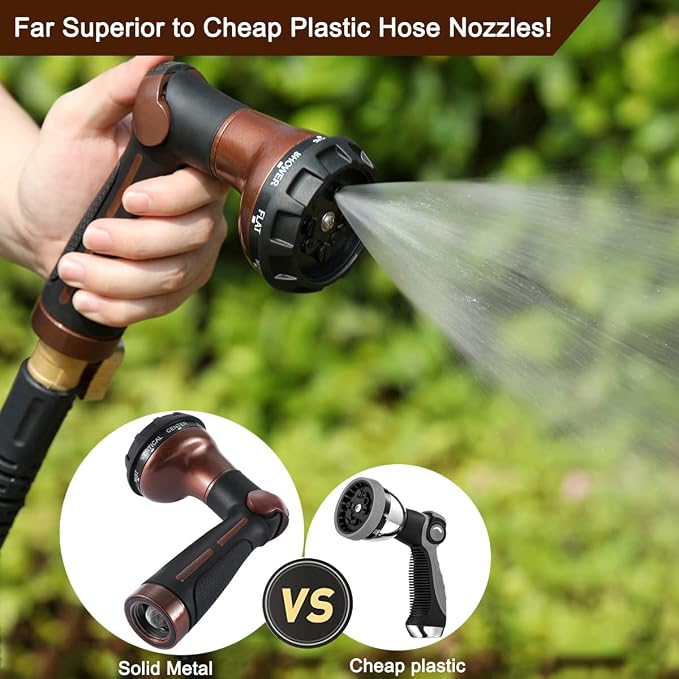 FANHAO 3 Piece Heavy Duty Gardening Tools + Garden Hose Nozzle
