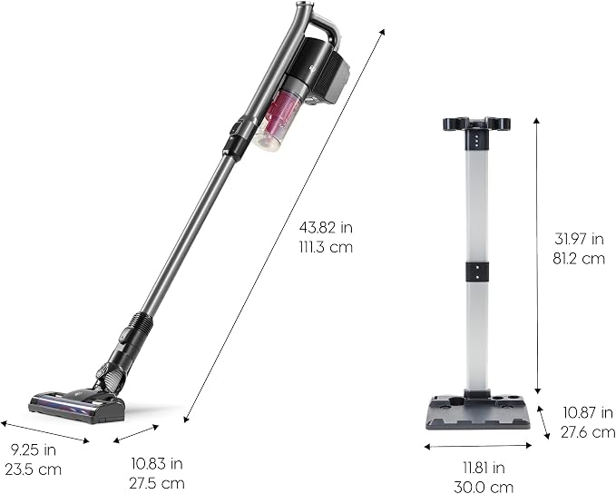 IRIS USA Cordless Cyclone Vacuum Cleaner w/Motorized Brush Head, Stand Base & 4 Attachments, 60K RPM Suction Stick, Rechargeable Battery, 35-Min Runtime, for Hard Floors, Rugs, Carpets, Home & Office