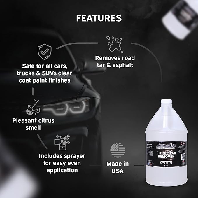 LANE'S Citrus Tar Remover- Tar Remover for Cars, Degreases and Removes Road Tar, Pleasant Citrus Smell, Safe for all Automotives- 128 oz