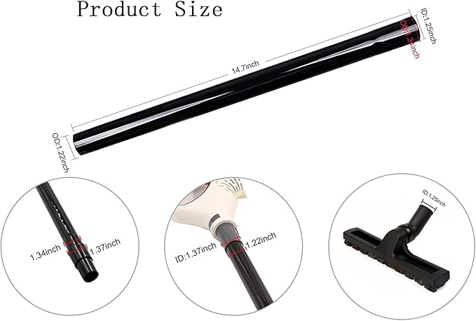 4Pcs 1.25 Inch Vacuum Extension Wands, 14.5 Inch Long, 1 1/4" Plastic Wand Pipe for Replacement Vacuum Cleaner Extension Pipe Tubes