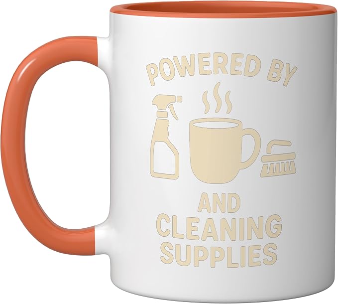 Coffee & Cleaning Supplies Daily Fuel Ceramic Mug, Orange/White
