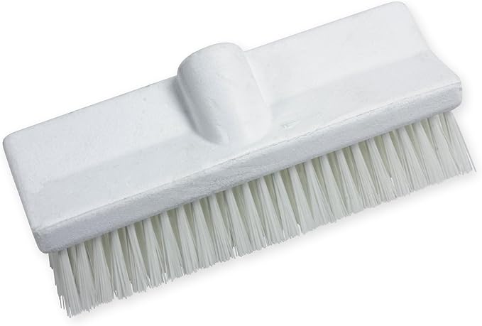 SPARTA 40423EC02 Plastic Floor Scrub Brush, Wall Brush, Equipment Brush With Nonabsorbent Bristles For Industrial Kitchens, Hospitals, Commercial Cleaning, 10 Inches, White, (Pack of 2)