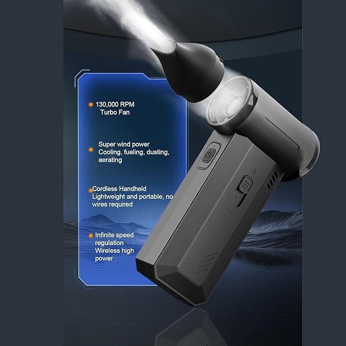 Compressed Air Duster, Dry Blower, Handheld Dust Cleaner 130000RPM Adjustable Speeds, 2 in 1 Electric Air Duster for Outdoor Cars Computers Keyboards