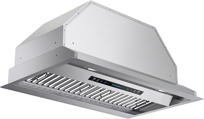 JOCO 36 Inch Range Hood Insert, 900 CFM Stainless Steel Built-In Kitchen Vent Hood, Convertible for Ducted or Ductless Installation, 4-Speed Gesture/Touch/Remote Control, Model B02-36G