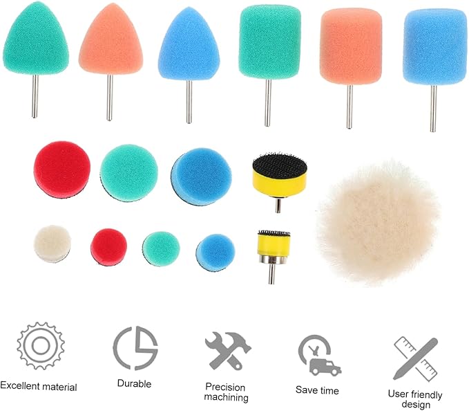 OUNONA 32pcs Auto Buffing Pads Professional Polishing Sponge Kit for Car Detailing Suitable for Electric and Pneumatic Polishers for Fine Finishing and