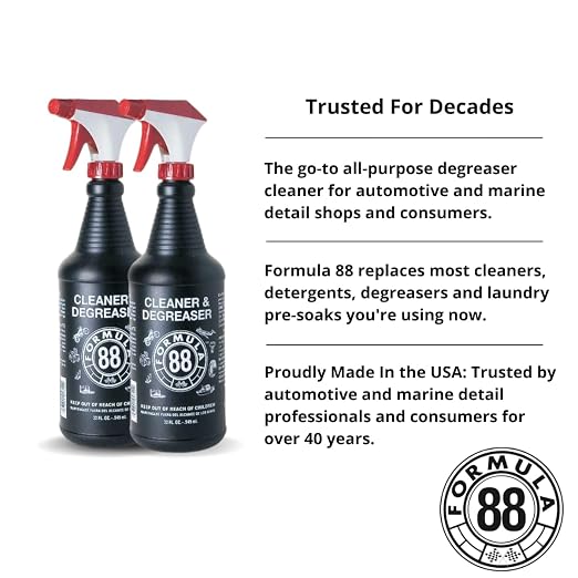 Cleaner & Degreaser | Multi Surface Car & Marine Cleaner for Interior, Exterior | Removes Grease & Grime Residue on Metal, Plastic, Cloth, Vinyl, Carpet (2, 32oz)