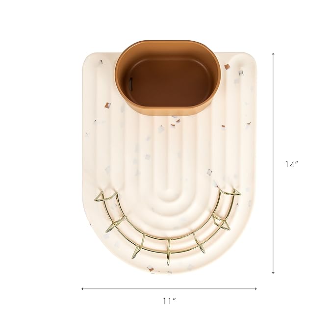 Boon ARC Modular Baby Bottle Drying Rack — Includes Silicone Drying Mat, Accessory Cup, and 7-Prong Wire Bottle Rack — Baby Essentials