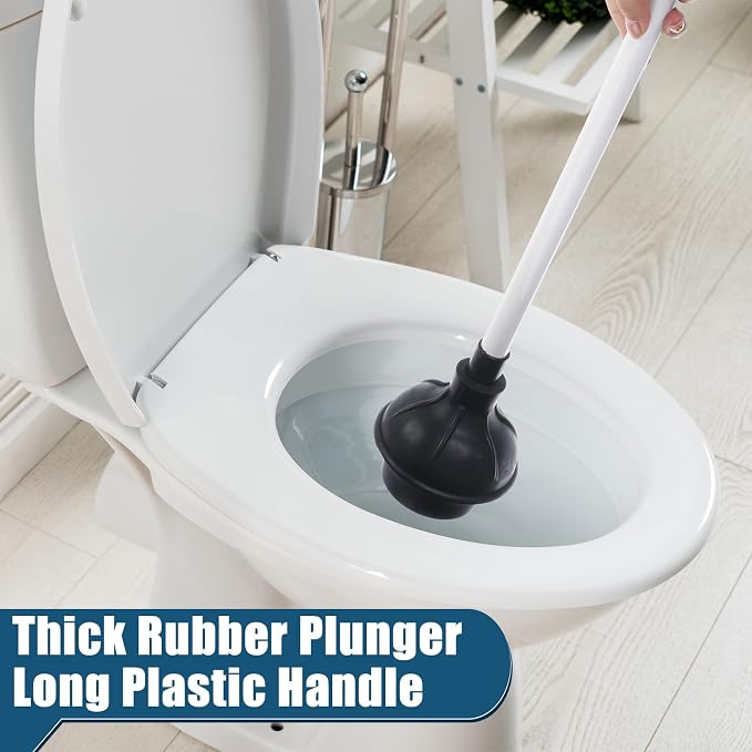 Hushee 4 Pcs Toilet Plungers Bulk Heavy Duty Commercial Plunger Double Thrust Rubber Force Cup with Handle for Bathroom Showers Kitchens Hotel 20.3" x 4.5"