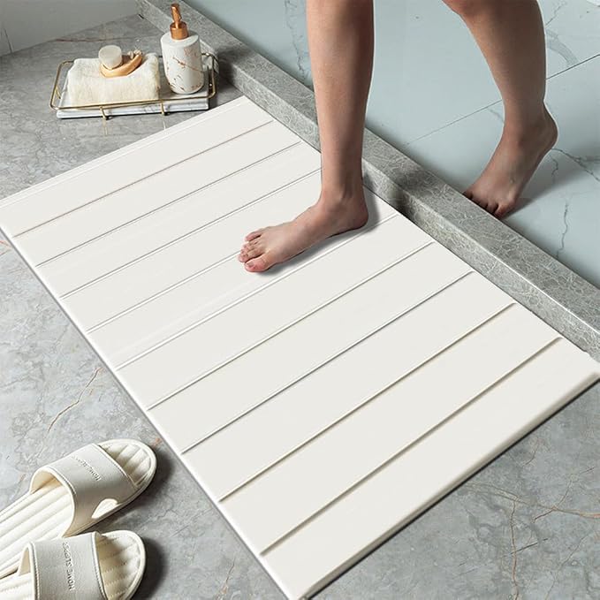 Stone dish drying mats for kitchen counter ，large 23.6"L x 15.4"W foldable diatomite dish stone drying mat, quick dry extra fast absorbent roll up rack, White/Black foldable stone dish drying mat