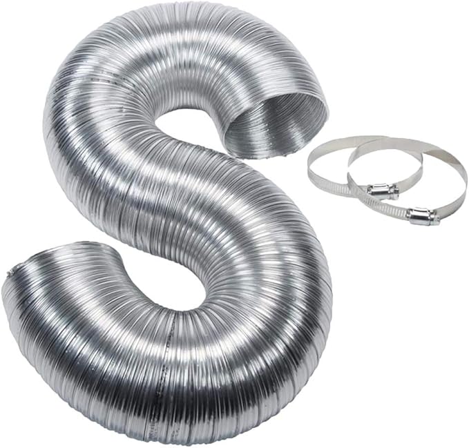 EASTMAN 8' Aluminum Dryer Vent with Clamps Bundle with 2-Pack 6' Stainless Steel Washing Machine Connectors