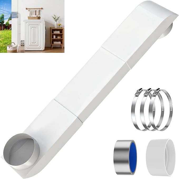 Upgraded Periscope Dryer Vent Kit with Easy-Connect Silicone Adapter, Adjustable 29-45 Inch Stainless Steel Telescoping Duct-Slim Low Profile Vent Design for Tight Spaces, Universal 4" Dryers
