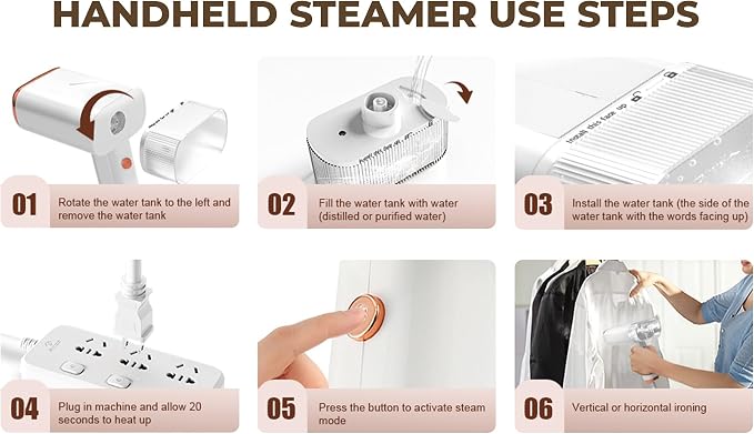 Travel Essentials : Steamer for Clothes - Home or Travel Steamer & Iron, White with Rose Gold Accents, 1000W Steam, Fast Heat Up, Removes Wrinkles in Seconds, a must-add to Travel Accessories